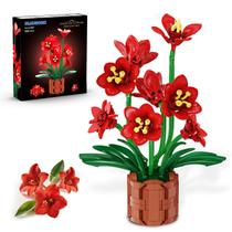Conjunto de construção PLAXSOON Amaryllis Flowers Bonsai 503 unidades 12+