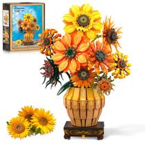 Conjunto de construção PLAXSOON Sunflower com vaso de luzes 180PCS 12+