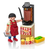 Conjunto de construção Playmobil Kebab Vendor com acessórios há mais de 4 anos