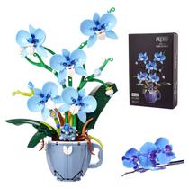 Conjunto de construção QFJ Blue Orchid 567PCS para decoração de casa 25x17x33cm