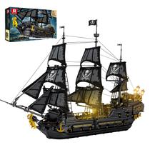 Conjunto de construção Reobrix Black Pearl Ship Model com luzes LED