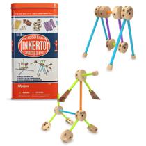 Conjunto de construção Tinkertoy Retro com 50 peças em lata colecionável