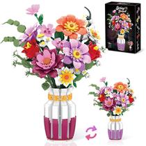 Conjunto de construção: vaso de dois tons Mavo brix com 16 flores artificiais