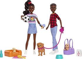 Conjunto de Contação de histórias Barbie Playset com Jackson & Jayla, 13 Peças, 3 Filhotes e Acessórios, 3 Anos