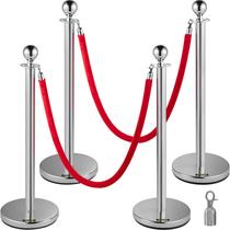 Conjunto de controle de multidões VEVOR Velvet Ropes and Posts, 4 peças de 1,5 m, vermelho