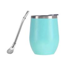 Conjunto De Copo De Aço Inoxidável Isolado Para Yerba Mate Com Tampa, Canudo E Colher Para Bebidas