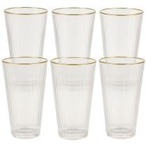 Conjunto de Copos 330ml com 6 Peças Borda Dourada - Quanhe Conjunto de Copos 330ml com 6 Peças Borda Dourada - Quanhe