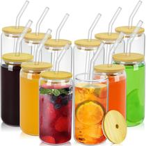 Conjunto de copos Artcome 12PC 480 ml com tampa e canudo de bambu Conjunto de copos Artcome 12PC 480 ml com tampa e canudo de bambu