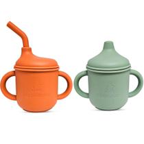 Conjunto de copos com canudinho de silicone HippoBaby 150 ml para crianças Conjunto de copos com canudinho de silicone HippoBaby 150 ml para crianças