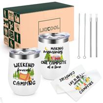 Conjunto de copos de acampamento LiqCool 2x350ml com toalha de cozinha