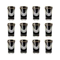 Conjunto De Copos De Baijiu Com Folha De Ouro 12 Peças 15ml Copos De Vidro Pequenos Com Borda