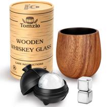 Conjunto de Copos de Bourbon em Madeira Carbonizada Tomzio 325ml com Pedras Conjunto de Copos de Bourbon em Madeira Carbonizada Tomzio 325ml com Pedras