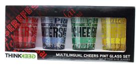 Conjunto de copos de cerveja ThinkGeek Multilingual Cheers 480 ml x4