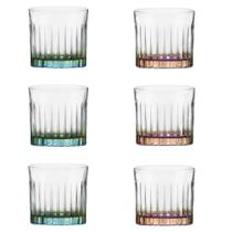 Conjunto de Copos de Cristal Colorido para Água/Whisky 6 Peças 360 ml Biona Oxford