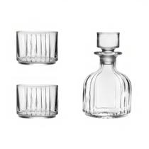 Conjunto de Copos de Cristal para Whisky 2 Peças 360 ml + 01 Garrafa de Cristal 345 ml Biona Oxford