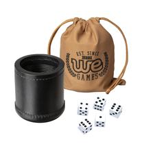 Conjunto de copos de dados WE Games Professional feito à mão em couro preto
