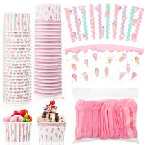 Conjunto de copos de sorvete Gerrii 100 c/ colheres descartáveis de 150 ml Conjunto de copos de sorvete Gerrii 100 c/ colheres descartáveis de 150 ml