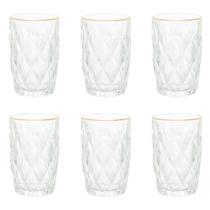 Conjunto de Copos de Vidro com Fio de Ouro para Água 6 Peças 350 ml Diamonds Lyor