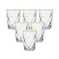 Conjunto de Copos de Vidro Diamond Fio de Ouro 270ml 6 peças - Lyor