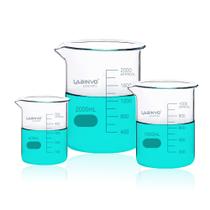 Conjunto de copos de vidro graduados LABINVO 500mL, 1000mL, 2000mL Conjunto de copos de vidro graduados LABINVO 500mL, 1000mL, 2000mL