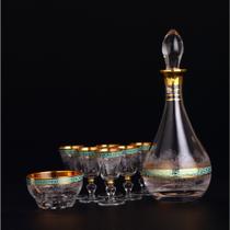 Conjunto de copos de vidro iris turquesa ouro/ 8 peças