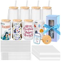 Conjunto de Copos de Vidro MAFYE 16oz Fosco para Sublimação com 8 Unidades