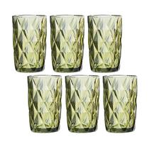 Conjunto de Copos Diamante Verde 350ml 6pçs Class Home