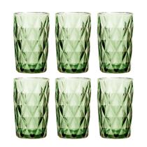 Conjunto de Copos Diamante Verde 350ml 6pçs Class Home
