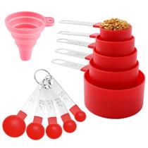 Conjunto de copos e colheres de medição Huygens Kitchen 10 peças vermelhas Conjunto de copos e colheres de medição Huygens Kitchen 10 peças vermelhas