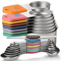 Conjunto de copos e colheres de medição magnética YAMOLIN em aço inoxidável