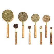 Conjunto de copos e colheres de medição Muchtolove Golden Stainless Steel Conjunto de copos e colheres de medição Muchtolove Golden Stainless Steel