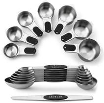 Conjunto de copos e colheres de medição Spring Chef Magnetic Stainless Steel