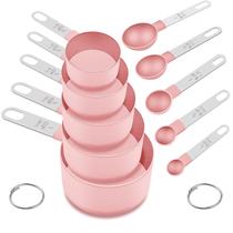 Conjunto de Copos e Colheres Medidoras FONYA 10 Peças Rosa