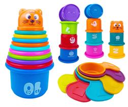 Conjunto de copos empilháveis Ella Dream Multicolor, 17 unidades para bebês Conjunto de copos empilháveis Ella Dream Multicolor, 17 unidades para bebês