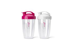 Conjunto de copos nutribullet 700mL To-Go com tampas giratórias rosa/brancas Conjunto de copos nutribullet 700mL To-Go com tampas giratórias rosa/brancas