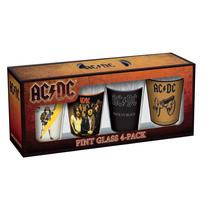 Conjunto de copos Pint ICUP AC/DC Classic, capas de 4 peças Conjunto de copos Pint ICUP AC/DC Classic, capas de 4 peças