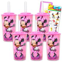 Conjunto de copos Sippy Disney Minnie Mouse, pacote com 6 adesivos e cabide de porta