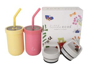 Conjunto de copos Straw Sippy Little Ecos em aço inoxidável para crianças