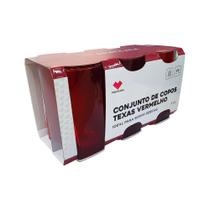 Conjunto de copos Texas 320ml vermelho 0478vm praticasa