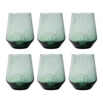 Conjunto de Copos Vidro Verde Moderno Água Bebida 460Ml