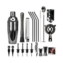 Conjunto De Coquetéis Boston Shakers Preto, Dourado E Prateado 20 Peças 800 750 600ml Kit De Conjunto De Coquetéis Boston Shakers Preto, Dourado E Prateado 20 Peças 800 750 600ml Kit De