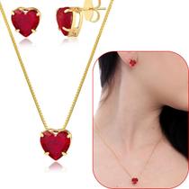 Conjunto de coração de cristal vinho 10mm banhado a ouro 18k Conjunto de coração de cristal vinho 10mm banhado a ouro 18k