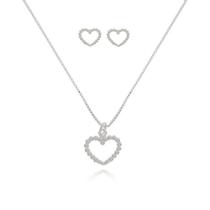 Conjunto De Coração Prata