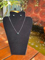 Conjunto de coração verde prata