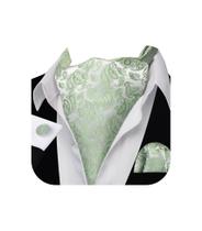 Conjunto de corbata Ascot Barry.Wang verde salvia con seda y diseño de paisley, 126 cm