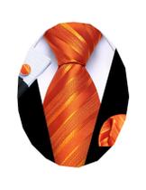 Conjunto de Corbata Barry.Wang de Seda Clásica Tejida a Rayas para Hombre