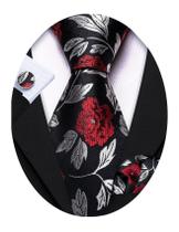 Conjunto de Corbata Barry.Wang de Seda Floral 150 cm Largo y 8.5 cm de Ancho