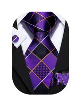Conjunto de Corbata Barry.Wang Formal Cuadro Real Púrpura para Hombre
