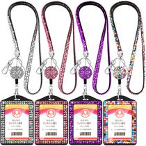 Conjunto de cordão para suporte de cartão de identificação Ctosree HUSUM Rhinestone x4