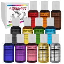 Conjunto de cores para bolos Airbrush Cake Supply Frascos de 19 ml x 12 Conjunto de cores para bolos Airbrush Cake Supply Frascos de 19 ml x 12